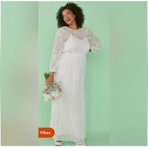 ModCloth Sz XS Just the Beginnings White Maxi Sheer Lace Overlay Dress NWT $199 - Picture 1 of 12